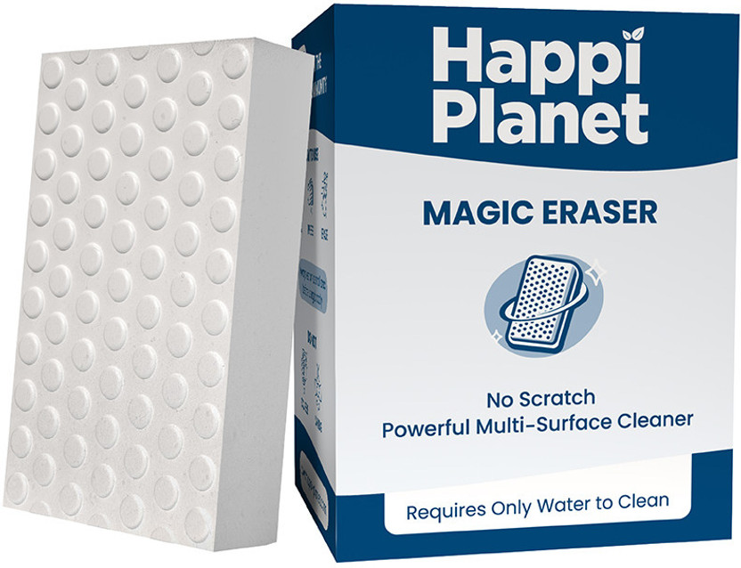 Happi Planet Magic Eraser | Pack of 4 | No Scratch Multi-Surface Cleaning Sponge Scrub Sponge, Sponge Wipe, Scrub Pad(Regular)