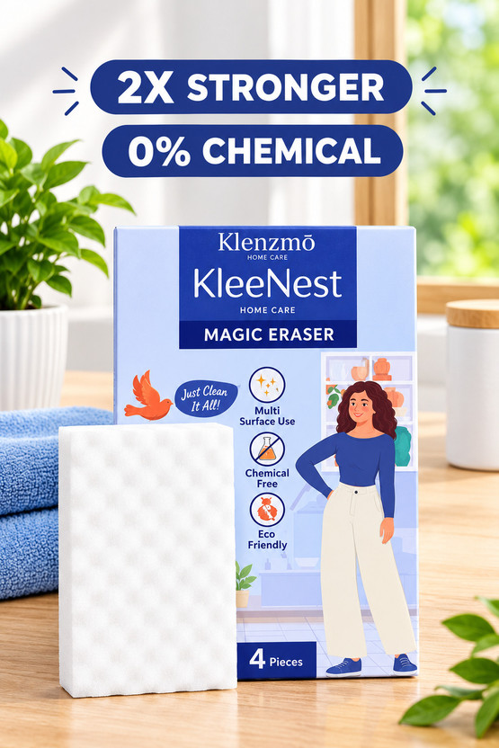 Kleenest Magic Eraser Kleenest Multi-Purpose Cleaning Sponge Pad | Eco-Friendly, & 2X Stronger Scrub Pad, Scrub Sponge(Extra Large, Pack of 4)