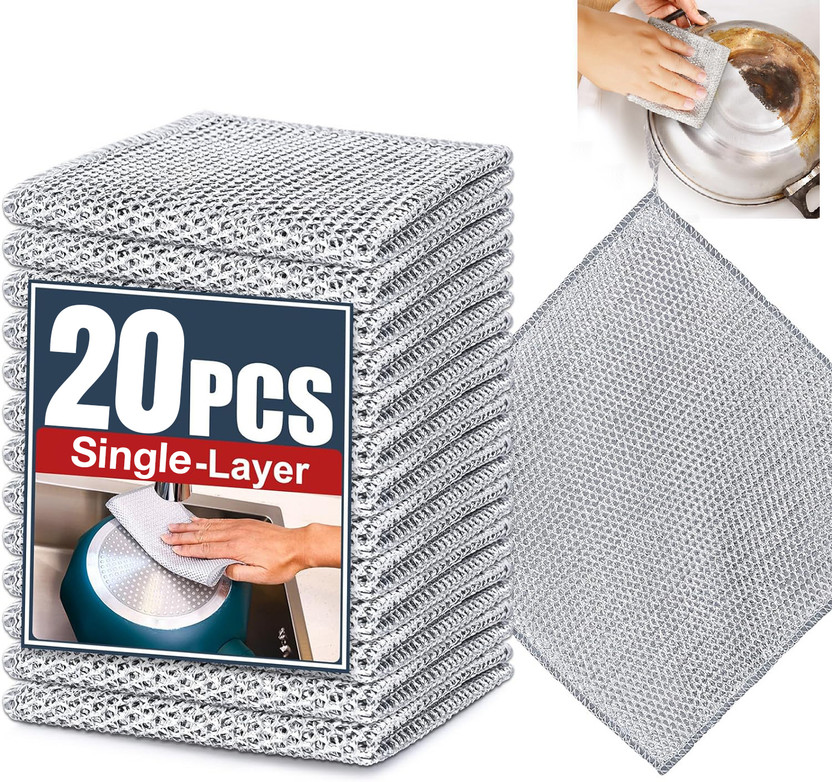 SUPREEM Non Scratch Dish Wash Cloth for Kitchen Washing Cleaning Cloths Scrubber Scrub Pad(Medium, Pack of 20)