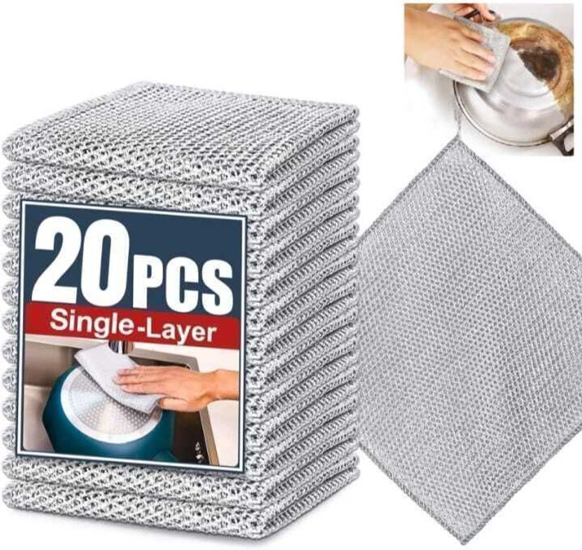 Aayans Dream Non Scratch Dish Wash Cloth for kitchen washing cleaning cloths scrubber Scrub Pad(Medium, Pack of 20)