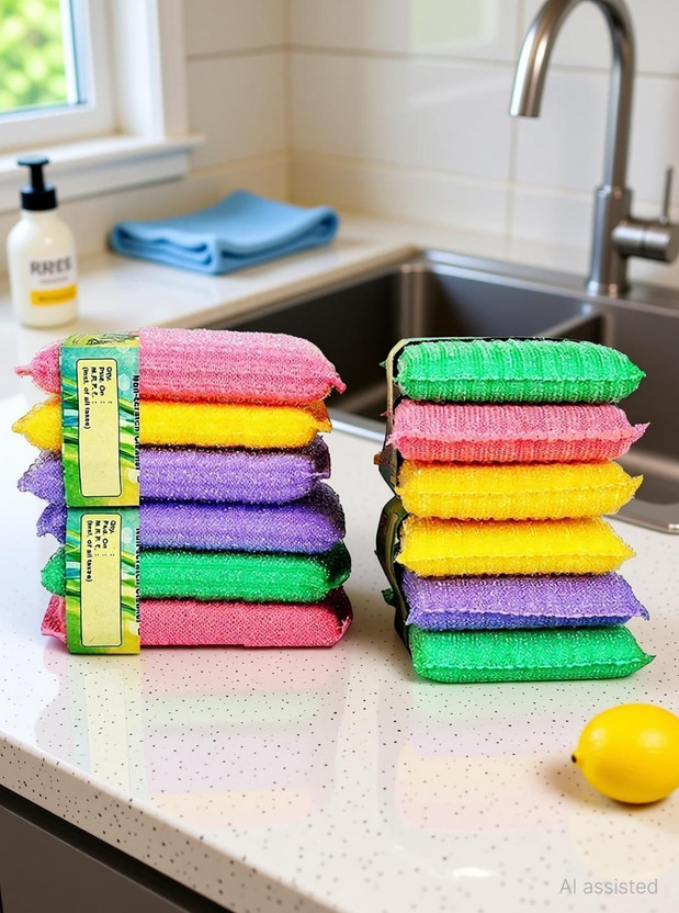 RRE SuperScrub: The Ultimate Cleaning Power - Top-rated Scrubber Pad Scrub Pad, Scrub Sponge, Sponge Wipe, Stainless Steel Scrub(Large, Pack of 12)