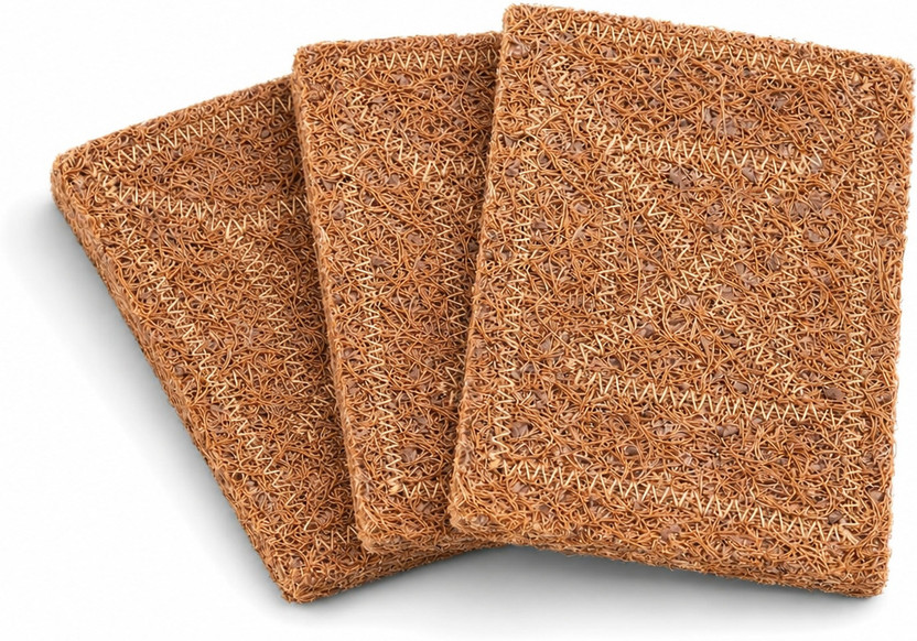 Eco Friendly Long Lasting Coconut Coir Scrubber Scrub Pad(Regular, Pack of 3)