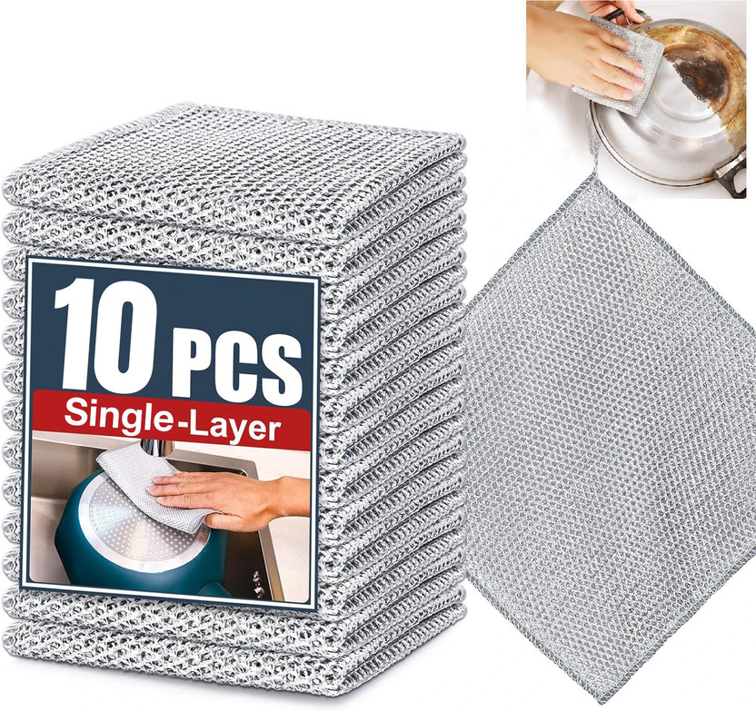HurryShoppy Non Scratch Dish Wash Cloth for Kitchen Washing Cleaning Cloths Scrubber Scrub Pad(Regular, Pack of 10)