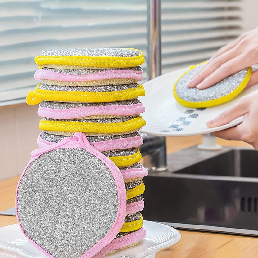 AARADHYAM 2-in-1 Dishwashing Scrub and Sponge Multipurpose Kitchen Cleaning Tool Dishes Scrub Pad(Regular, Pack of 5)