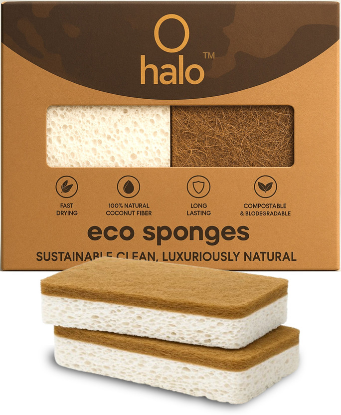 Halo Eco Luxury Eco-friendly kitchen cleaning sponges Scrub Sponge(Regular, Pack of 2)