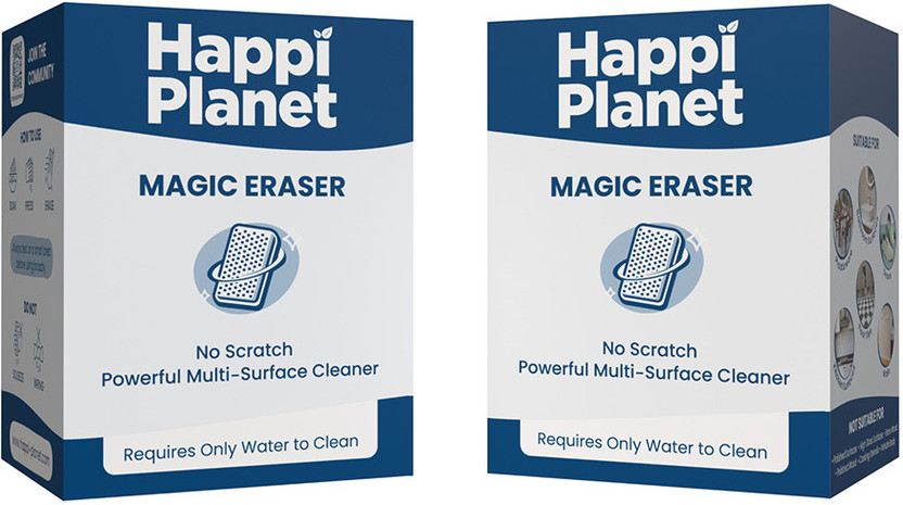 Happi Planet Magic Eraser | Pack of 8 | No Scratch Multi-Surface Cleaning Sponge Scrub Pad, Scrub Sponge, Sponge Wipe(Regular, Pack of 2)