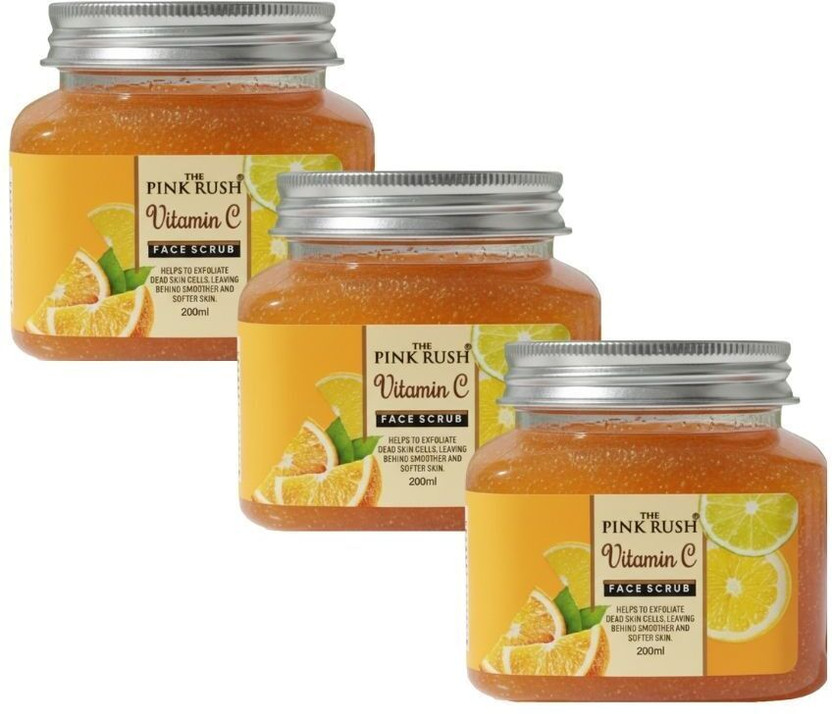 THE THE PINK RUSH Vitamin C Face Scrub Pack of 3 (200 ml Each) | Buy 2 Get 1 Free Combo Scrub(600 ml) - Flipkart Deal