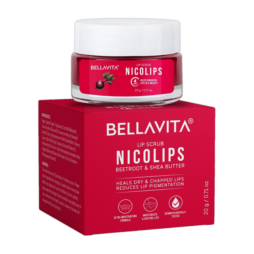 BELLAVITA NicoLips Lip Balm Scrub For Lightening & Brightening Dark Lips Scrub(20 g)