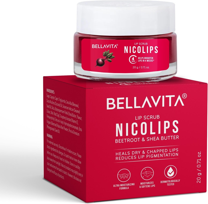 BELLAVITA NicoLips Lip Balm Scrub For Lightening & Brightening Dark Lips Scrub(20 g)