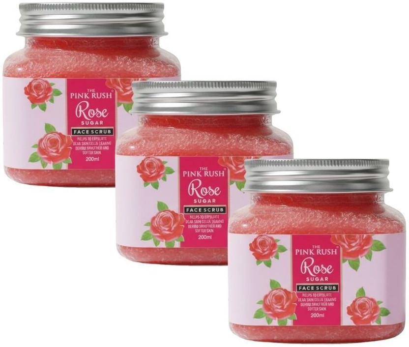 THE THE PINK RUSH Rose Sugar Face Scrub (200 ml Each) | Buy 2 Get 1 Free Combo Scrub(600 ml) - Flipkart Deal