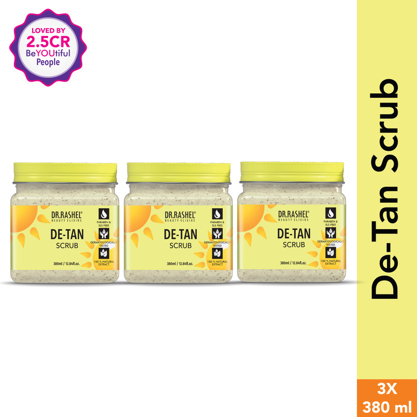 DR.RASHEL De-Tan Scrub with Walnut & Clove Extract | For Exfoliation (Pack of 3) Scrub(1140 ml)