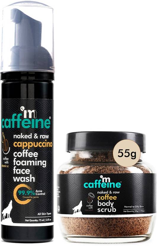 mCaffeine Exfoliating Coffee Body Scrub & Anti Acne Foaming Face Wash