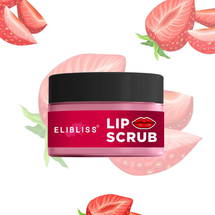 ELIBLISS Strawberry Lip Scrub for Soft, Smooth and Hydrated Lips with Gentle Care Scrub(15 g)