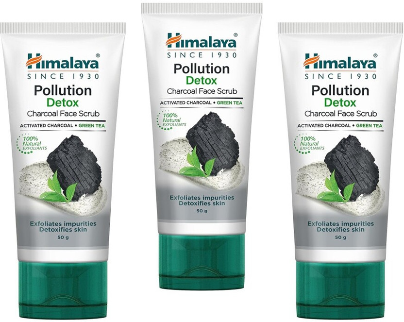 HIMALAYA Pollut Detox Charcoal Face Scrub 50G Pack OF 3 Scrub(150 ml)