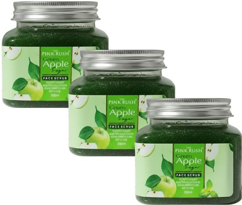 Apple THE PINK RUSH Green Apple Sugar Face Scrub (200 ml Each) | Buy 2 Get 1 Free Combo Scrub(200 ml) - Flipkart Deal
