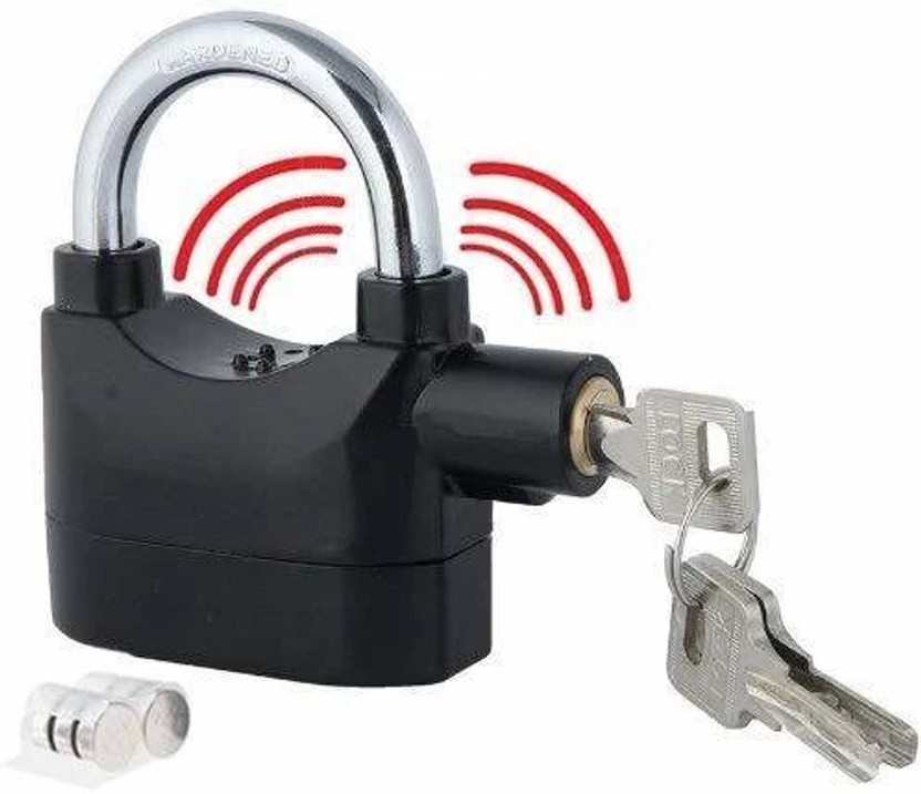 Minso Alarm Padlock for Home, Office, Shop lock(Black)