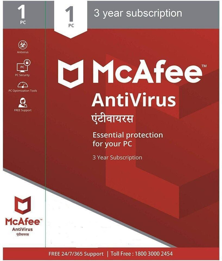 McAfee Anti-virus 1 User 3 Years (Renewal)(CD/DVD)