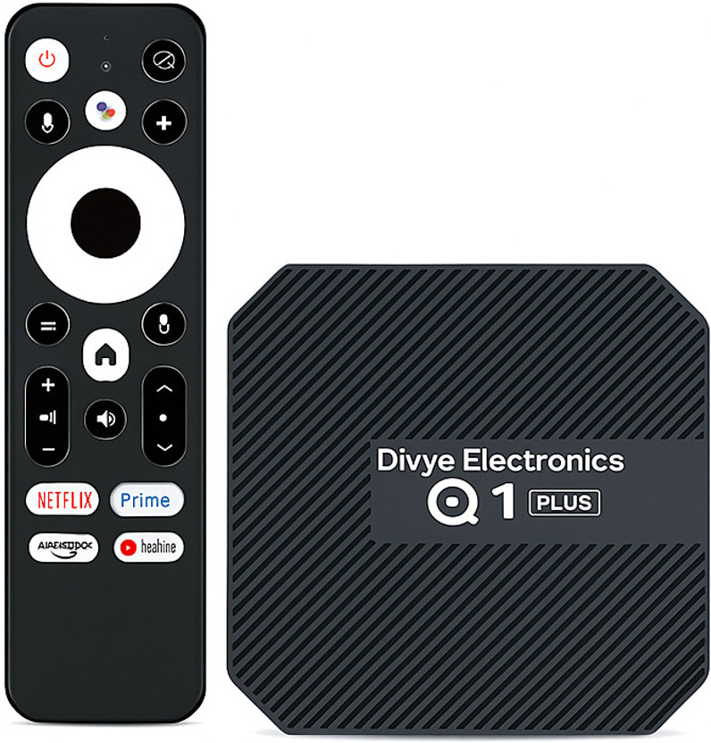 DIVYE Q1 Plus Android Box H313 4GB RAM 32GB ROM Quad-core WiFi 2.4GHz Support 4K H.265 Media Streaming Device(Black)