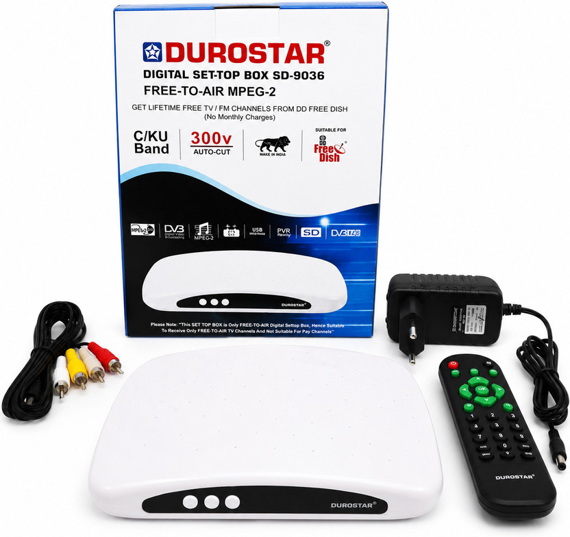 DUROSTAR Free to Air DTH Set Top Box Media Streaming Device(White)