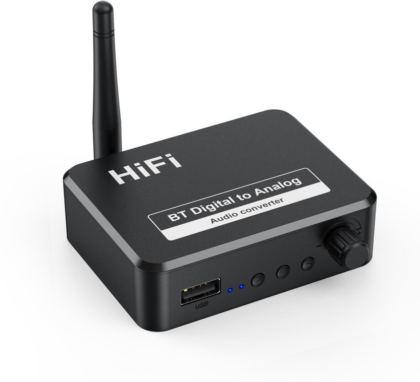 microware 5.1 Bluetooth RCA receiver converter digital to analog audio adapter Media Streaming Device(Black)