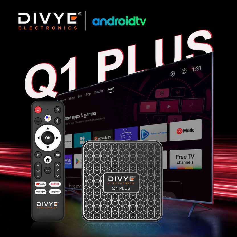 DIVYE Q1 Plus Android Box H313 4GB RAM 32GB ROM Quad-core WiFi 2.4GHz Support 4K H.265 Media Streaming Device(Black)