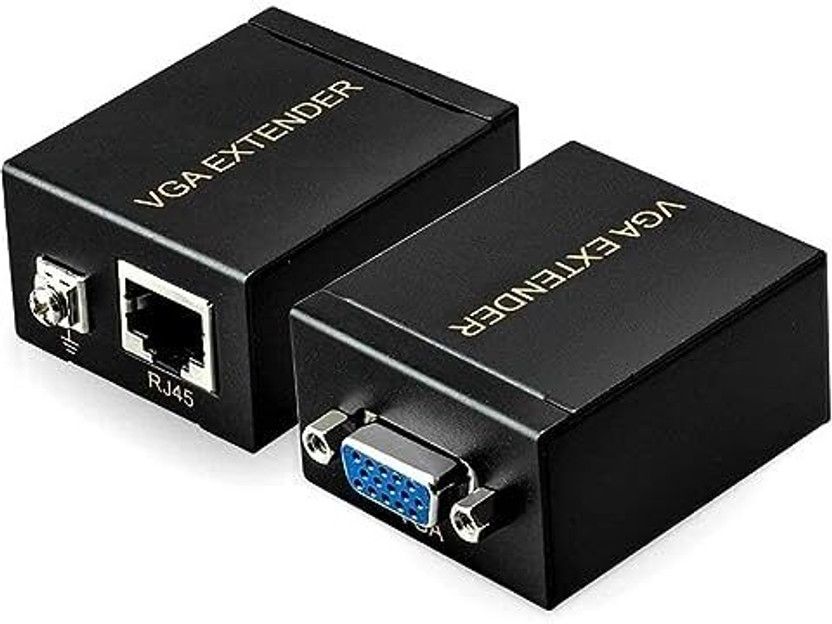 RuhZa VGA Signal Extender 60M VGA Extender Female to LAN Cat5 RJ45 Ethernet F Ada Media Streaming Device(Black)