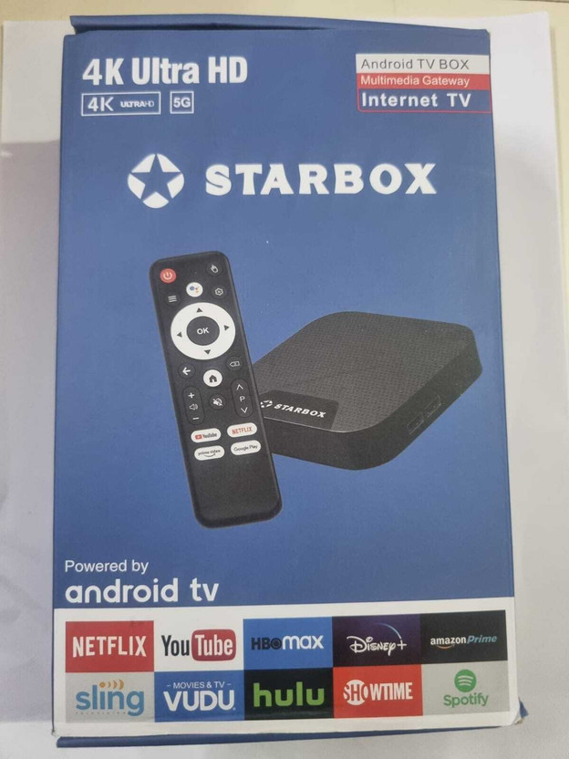 StarBox Android 15 4GB RAM/32GB ROM 64Bit Quad Core Wi-Fi UHD 10K 1080P Smart TV Set Top Media Streaming Device(Black)