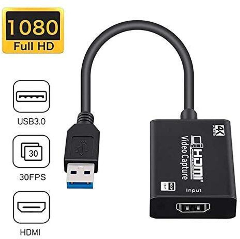microware 4K Video Capture Card, HDMI to USB 3.0 Game Capture Card 1080P60FPS Media Streaming Device(Black)