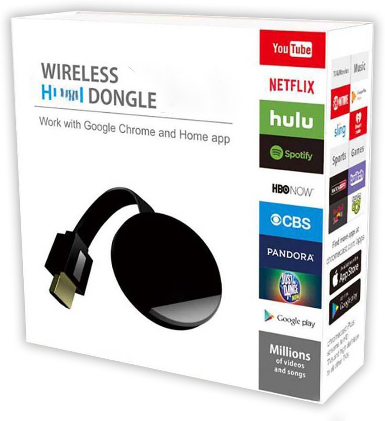 SYARA PQU_103P Chrome cast WiFi HDMI Dongle & Wireless Display for TV Media Streaming Device(Black)
