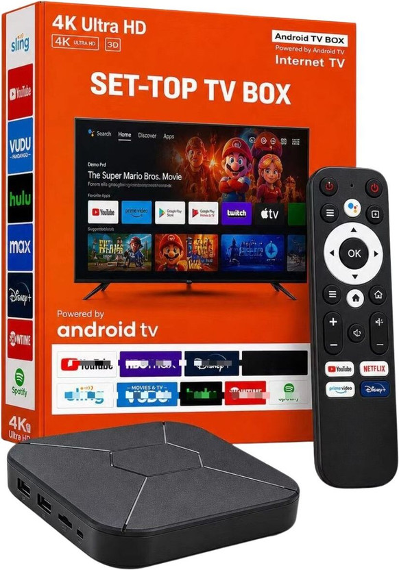 GADGETSWEAR Android TV Box, Smart Multimedia Streaming Device with Voice Remote, WiFi Media Streaming Device(Black)