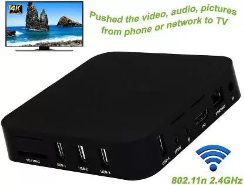 DHRUV-PRO 2-GB RAM 16-GB ROM 4K Wifi Media Streaming Device Android HD Android TV Box Media Streaming Device(Black)