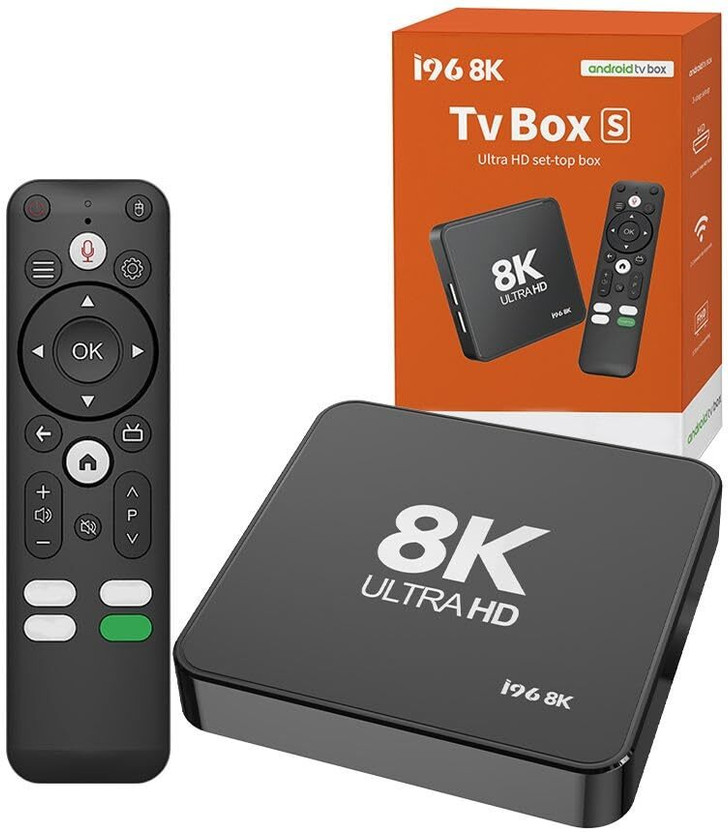 GADGETSWEAR I96 Onn Smart Android TV Box, Amlogic Processor, Android TV (ATV) Certified Media Streaming Device(Black)