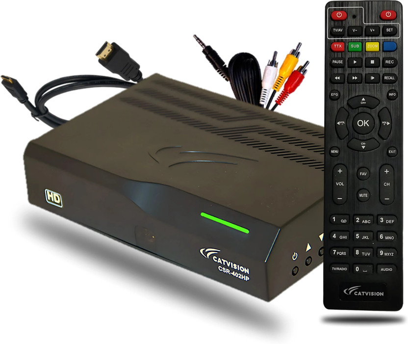 Catvision DD FreeDish DTH Non WiFi | 115+ Free TV Channels | HDMI+AV Cable |BIS Media Streaming Device(Black)