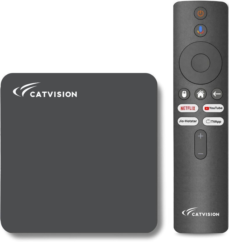 Catvision Android TV Box | 4GB/32GB | Dual Band Wi-Fi | 4K HDR | Bluetooth Voice Remote | Media Streaming Device(Black)