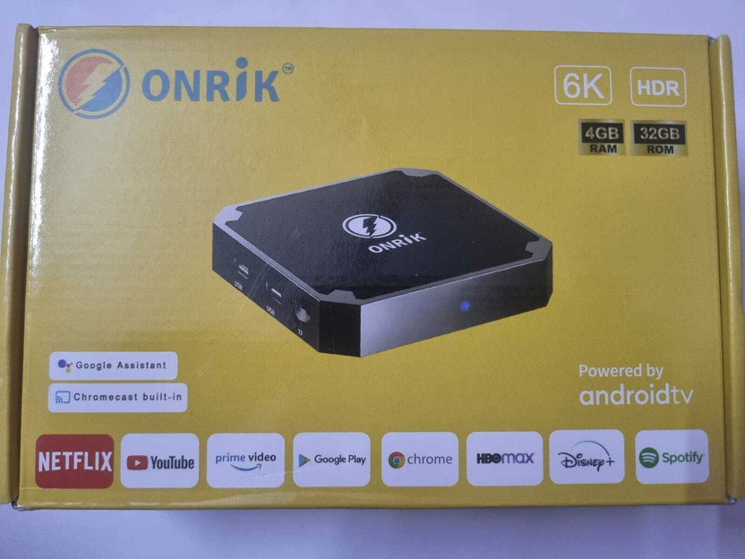 ONRik Android TV 4GB RAM/32GB ROM 64Bit Quad Core Wi-Fi UHD 6K 1080P Smart TV Set Top Media Streaming Device(Black)