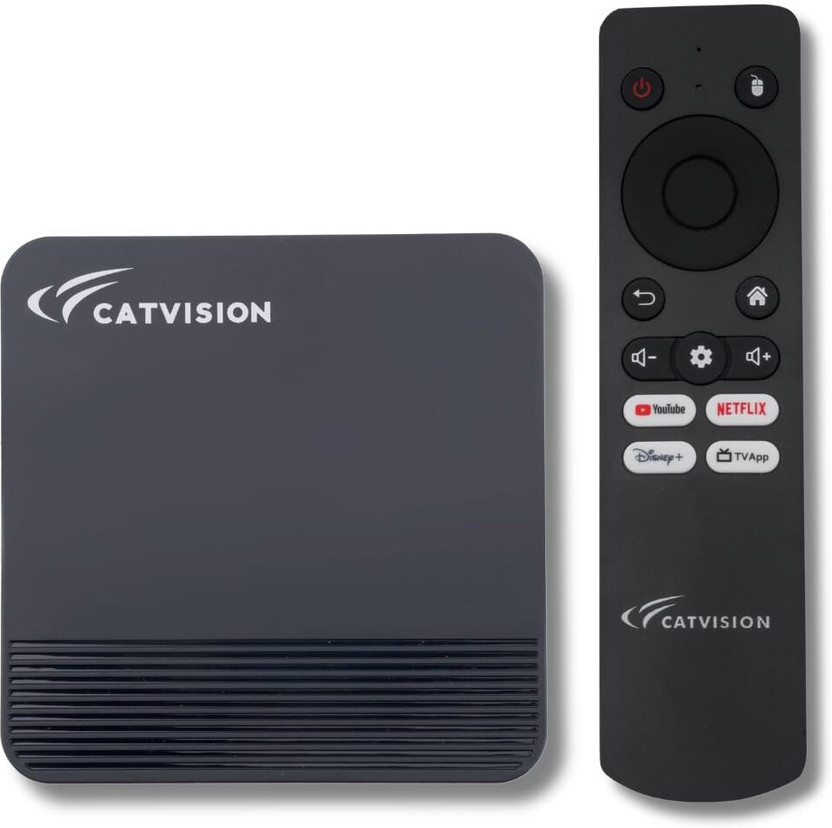 Catvision Android TV Box | 2GB/16GB | Dual Band Wi-Fi | 4K HDR | Infrared Remote | Media Streaming Device(Black)
