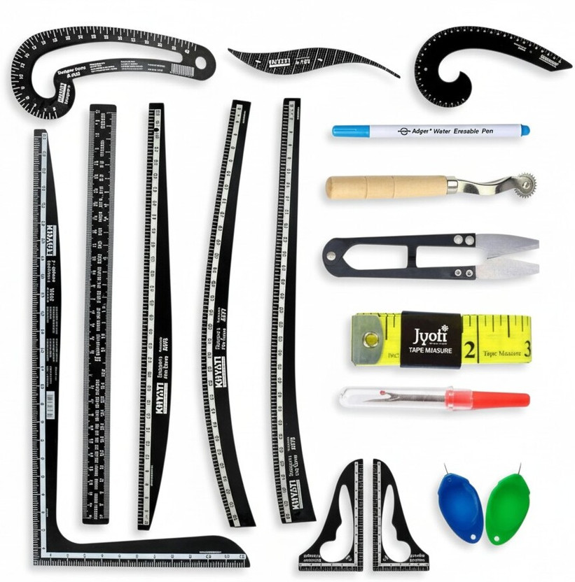 Kitoarts Plastic Tailoring Scale Kit Set, Tailoring Accessories,Pattern Making Ruler Sewing Kit