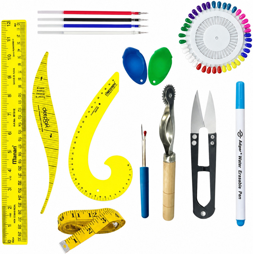 RAZIYUM 12-Piece Tailoring & Sewing Kit Includes French Curve, threader, Seam Ripper Sewing Kit