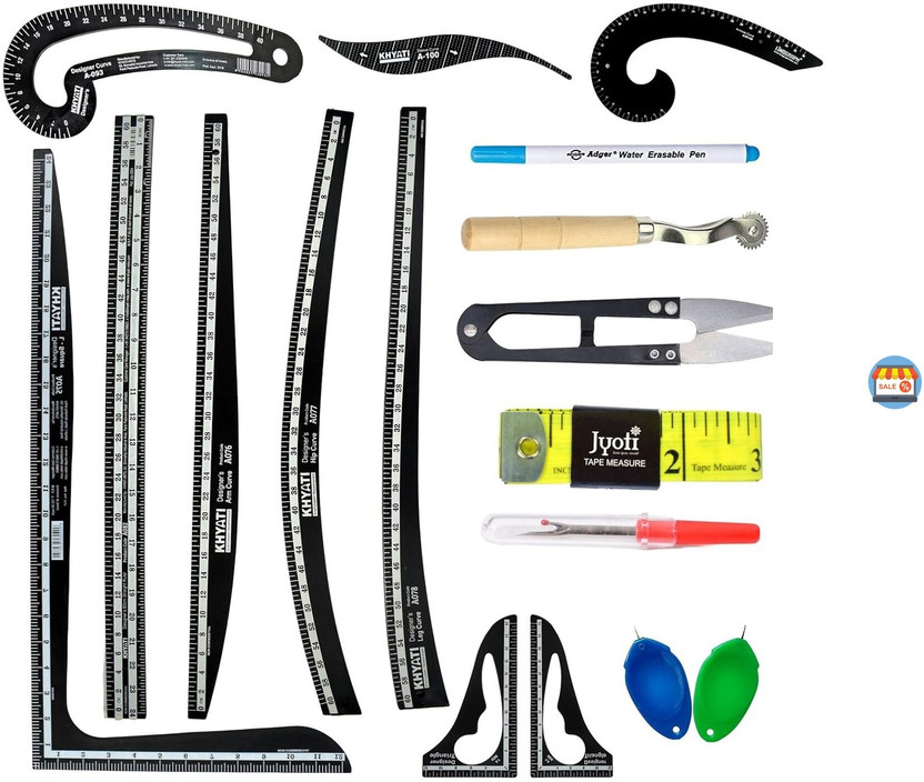 Kitoarts Plastic Tailoring Scale Kit Set, Tailoring Accessories,Pattern Making Ruler Kit Sewing Kit