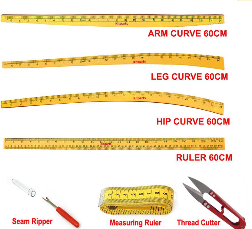 Kitoarts Wooden Tailoring Scales,Curves Scale for Tailoring, 4 Scales