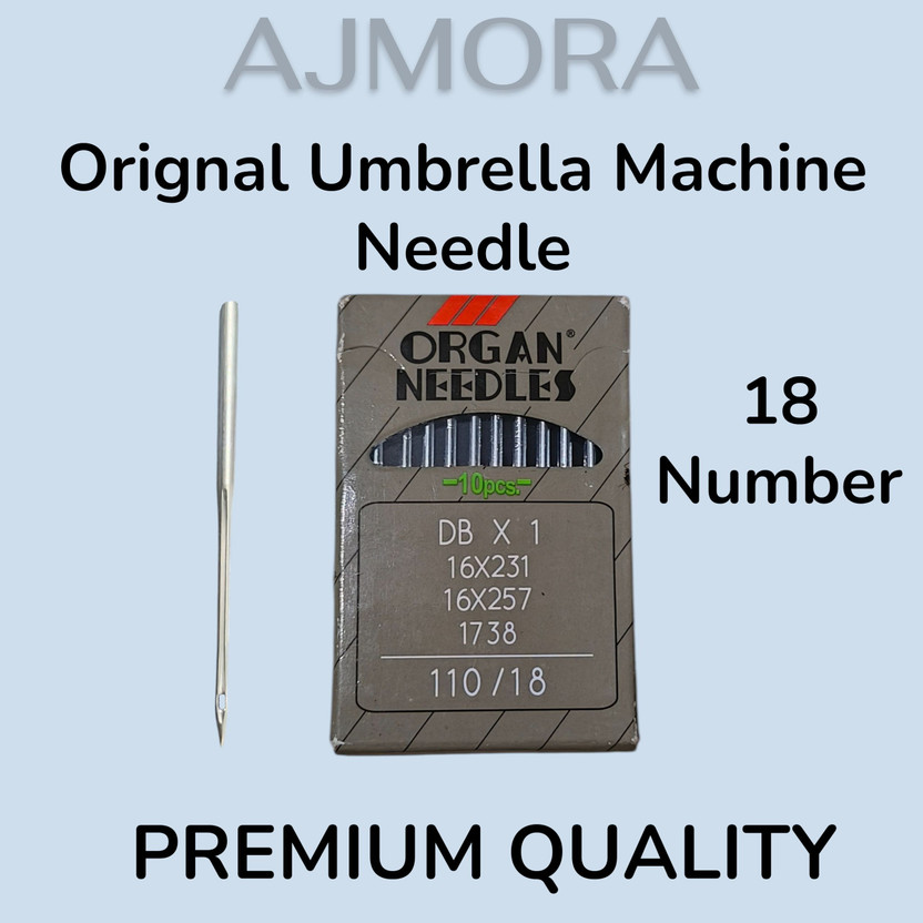 AJMERA Organ Umbrella Machine Needles | Size 18 (110/18) | 1 pack 10 needle|135 Sewing Needle Plate