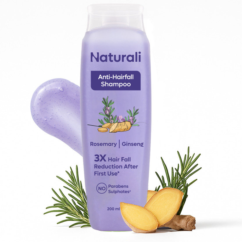 Naturali Anti Hairfall Shampoo with 3x Control | With Rosemary, Biotin & Ginseng(200 ml)
