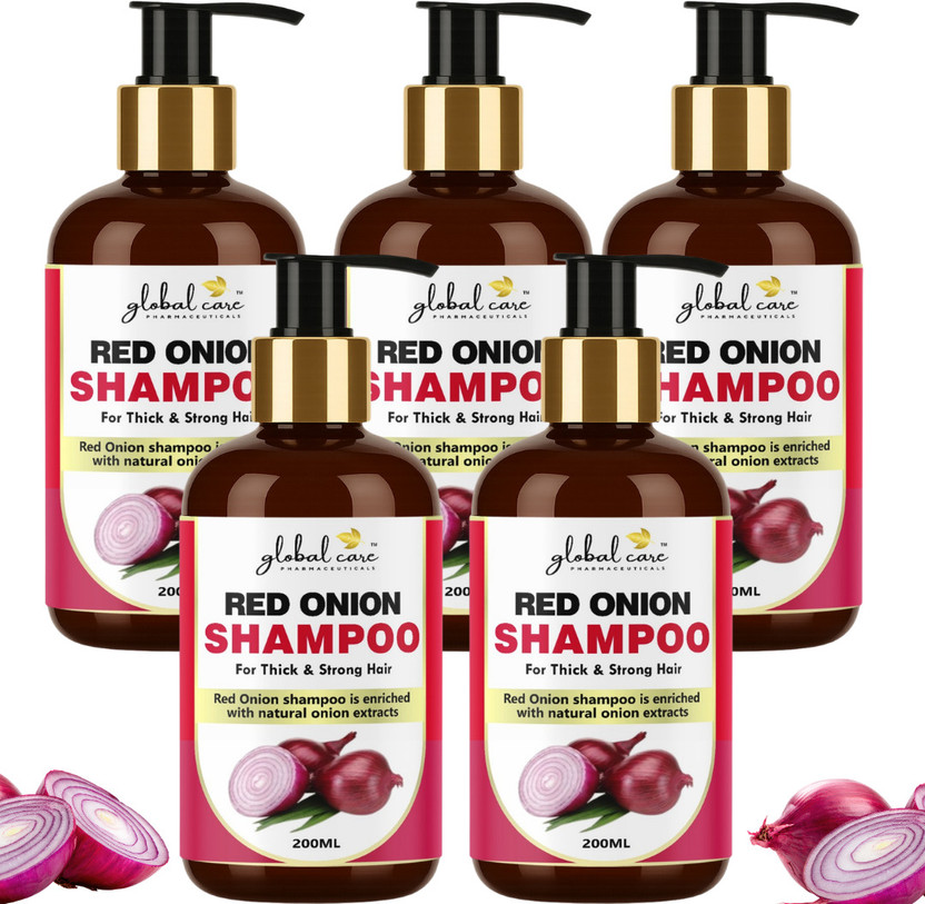 global care (Pack of 5) Red Onion Shampoo 200ml | Hair & Scalp Care | Cleansing Shampoo(1000 ml)