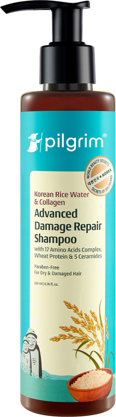Pilgrim Korean Rice Water & Collagen Advanced Damage Repair Shampoo|Hair Fall Control(200 ml)