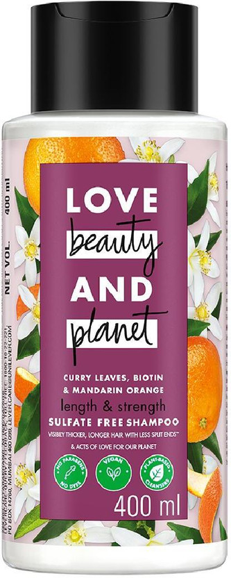Love Beauty And Planet Curry Leaves, Biotin & Mandarin Sulfate Free Shampoo for long & strong hair(400 ml)