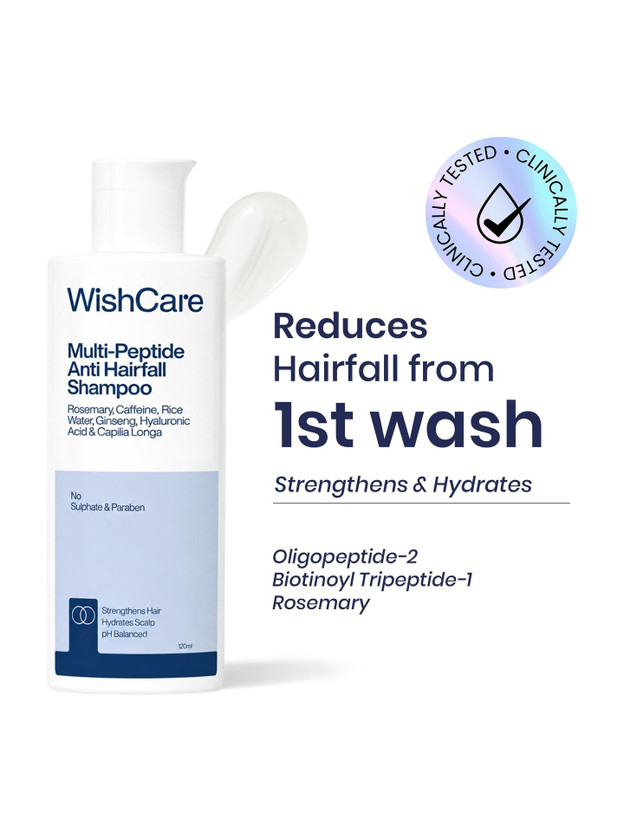 WishCare WishCare Multi-Peptide Anti Hairfall Shampoo | Stronger Hair | Rice Water & Rosemary(120 ml) - Flipkart Deal