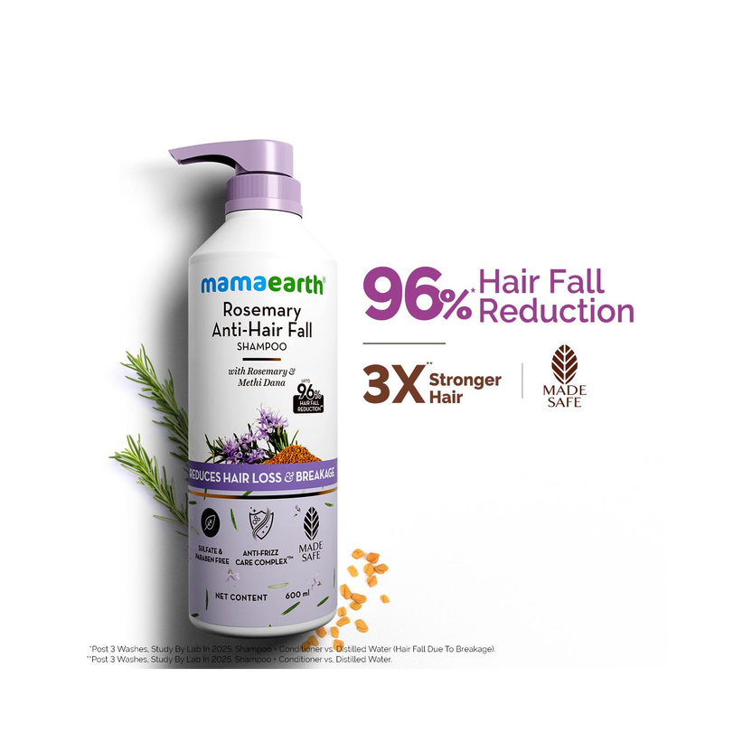 Mamaearth Anti-Hair Fall Shampoo with Rosemary & Methi Dana | Reduce Hair Loss & Breakage(600 ml)