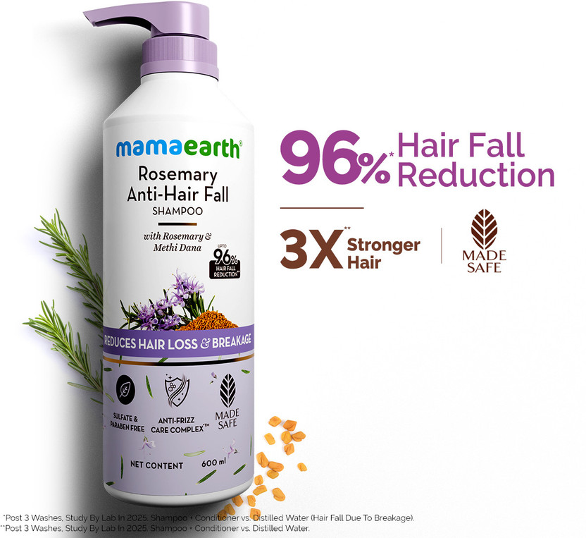 Mamaearth Anti-Hair Fall Shampoo with Rosemary & Methi Dana | Reduce Hair Loss & Breakage(600 ml)