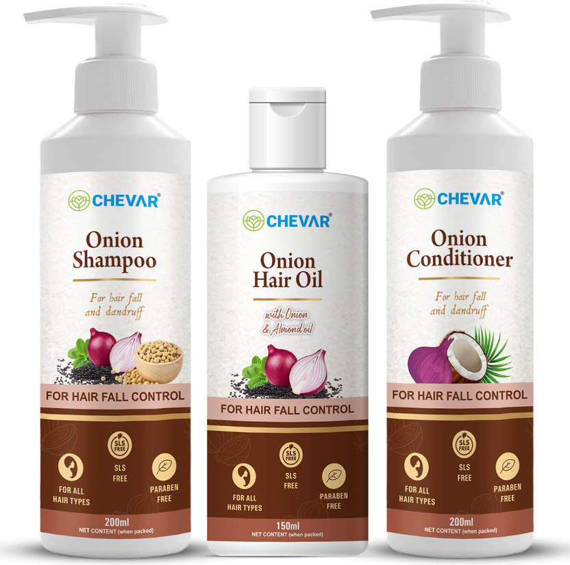Chevar Onion Anti-Hair Fall Control Combo ( Onion Hair oil + Shampoo + Conditioner )(550 ml)