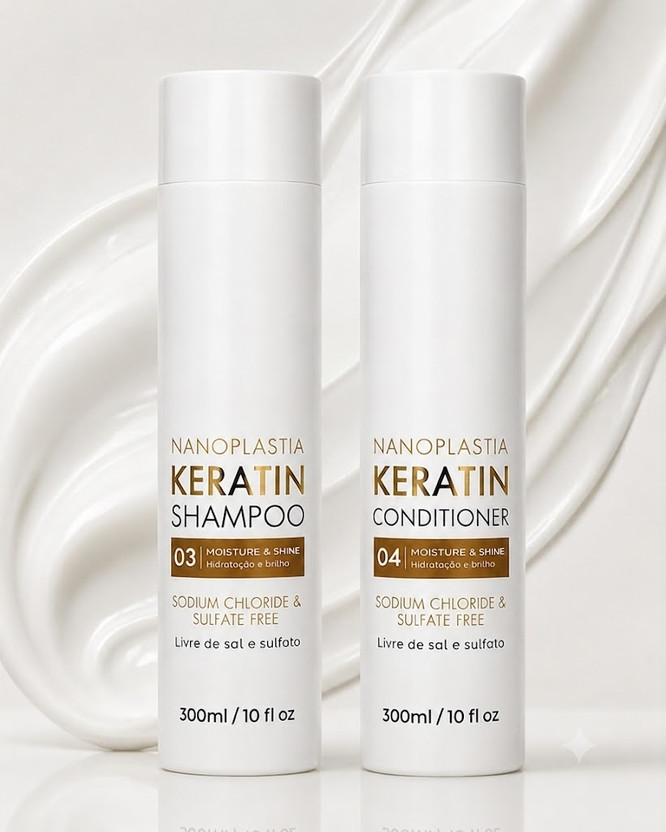 LXELA Nanoplastia Sulfate Free Keratin Shampoo Conditioner Combo for Dry & Frizzy Hair(600 ml)